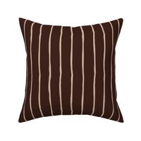 sand crooked lines on dark oak - earth tone wonky lines - large stripes fabric and wallpaper