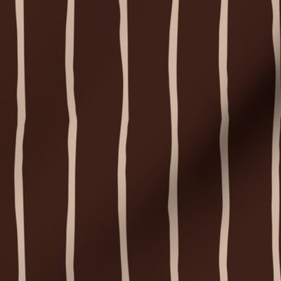 sand crooked lines on dark oak - earth tone wonky lines - large stripes fabric and wallpaper