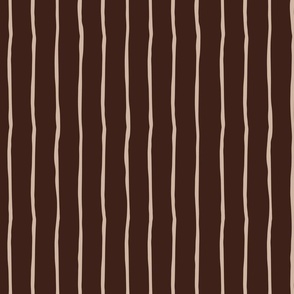 sand crooked lines on dark oak - earth tone wonky lines - large stripes fabric and wallpaper