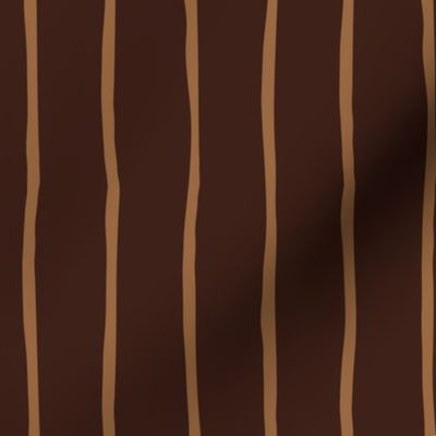 santa fe crooked lines on dark oak - earth tone wonky lines - large stripes fabric and wallpaper