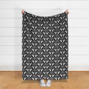 Dragons Damask - traditional, fantasy, floral, goth - black and white - Pollinator Dragons coordinate - large