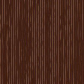 saddle crooked lines on dark oak - earth tone wonky lines - stripes fabric and wallpaper
