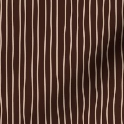 sand crooked lines on dark oak - earth tone wonky lines - stripes fabric and wallpaper