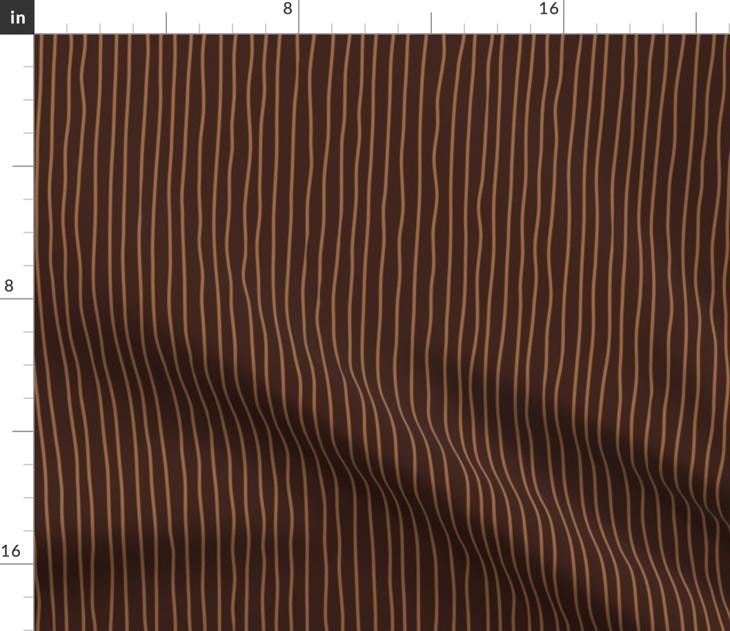 santa fe crooked lines on dark oak - earth tone wonky lines - stripes fabric and wallpaper