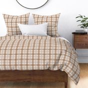 boho earth gingham - santa fe and sand on white - crooked plaid large - wonky tartan wallpaper and fabric