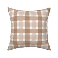 boho earth gingham - santa fe and sand on white - crooked plaid large - wonky tartan wallpaper and fabric