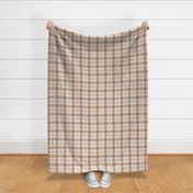 boho earth gingham - santa fe and sand on white - crooked plaid large - wonky tartan wallpaper and fabric