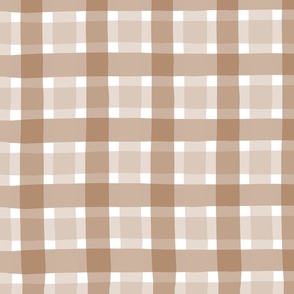 boho earth gingham - santa fe and sand on white - crooked plaid large - wonky tartan wallpaper and fabric