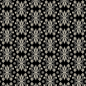 Dragon Feathers - kaleidoscope traditional floral, goth - cream on black - Pollinator Dragons coordinate - medium
