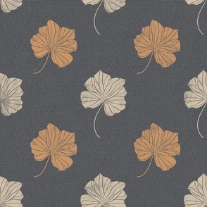 Block Print Flower Leaves On Linen texture