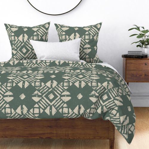 boho casual geometric brush stroke - bold rustic ambar and green - boho tribal wallpaper and fabric