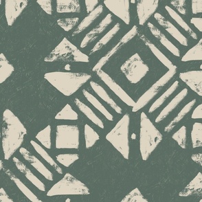 boho casual geometric brush stroke - bold rustic ambar and green - boho tribal wallpaper and fabric