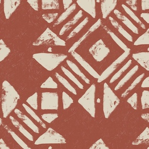 boho casual geometric brush stroke - bold rustic ambar and terracotta - boho tribal wallpaper and fabric