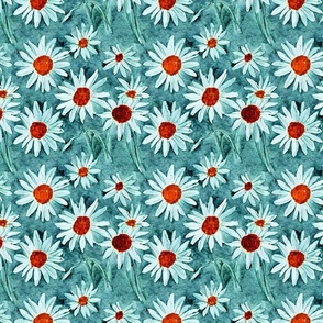 copper center teal daisies
