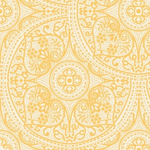 sunshine yellow ornaments on a  off-white background -  large scale