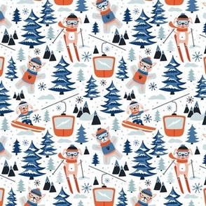 Hit The Slopes - Whimsical Winter Dogs White Small Scale
