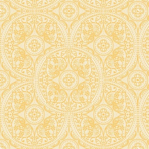 sunshine yellow ornaments on a  off-white background -  medium scale