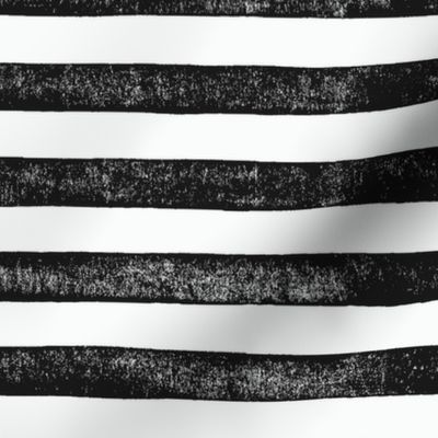 Medium Block Printed Horizontal Stripe in Black and White