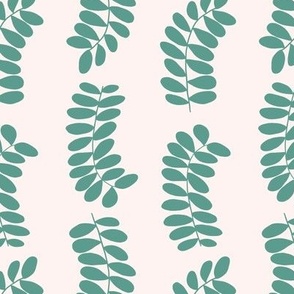 CURVY LEAVES PATTERN / GREEN & BLUSH