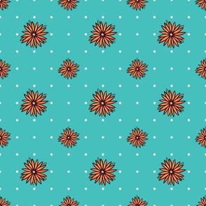 Dots and Daisies on Blue medium