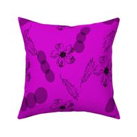 Deep Pink Bubble, Leaf, and Flower Pattern (Large)