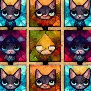 A Cute Funny Cats, Kitten, Kitty Cartoon Style Art Design for Home Decor, Colorful