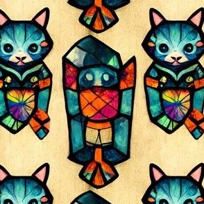 Cats, Kitten, Kitty Chibi Cartoon Style Art Design for Home Decor, Colorful