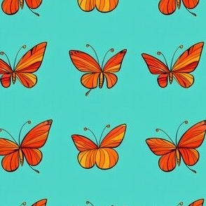 A Cute Funny Butterflies Cartoon Style Art Design for Home Decor, Colorful