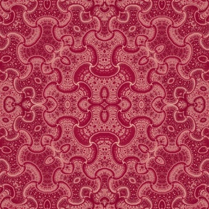 Modern Passementerie Fractal Lace in Viva Magenta and Gray Sand 