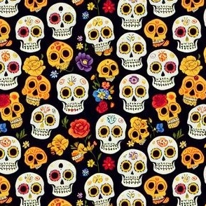 Sugar Skull Day of The Dead Floral Art Design for Home Decor, Colorful