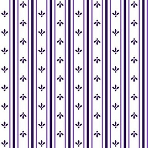 Eggplant and Purple on White Fleur De Lis Stripes