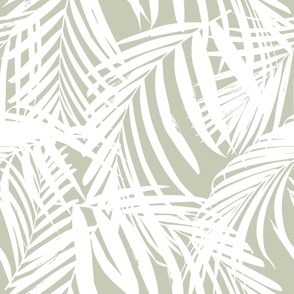 palm leaves LARGE - palm fronds white on mint wallpaper 