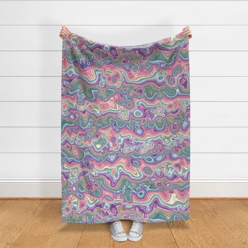 Trippy Squiggly Swirly Bohemian Colorful Retro Mod Pastel Marbled Stripe Pattern