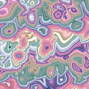 Trippy Squiggly Swirly Bohemian Colorful Retro Mod Pastel Marbled Stripe Pattern