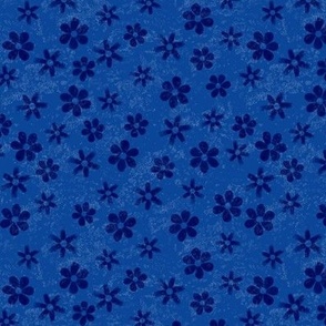 Dark Flowers on Deep Bright Blue w Texture