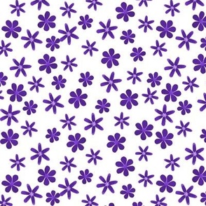 Purple Watercolor Flowers on White