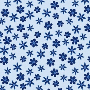 Dark Blue Flowers on Pale Blue w Texture