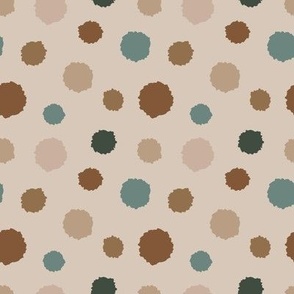 Pom Pom Dots - Green Earth tones light Muted TextureTerry