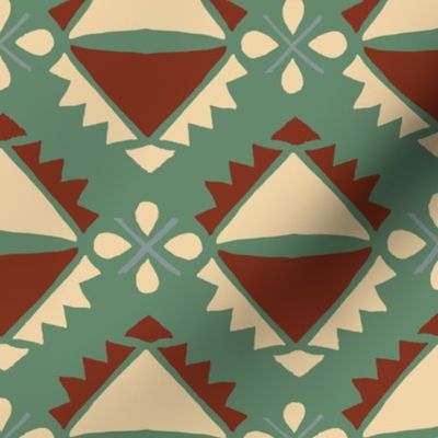 Homestead - Mid Century green red white