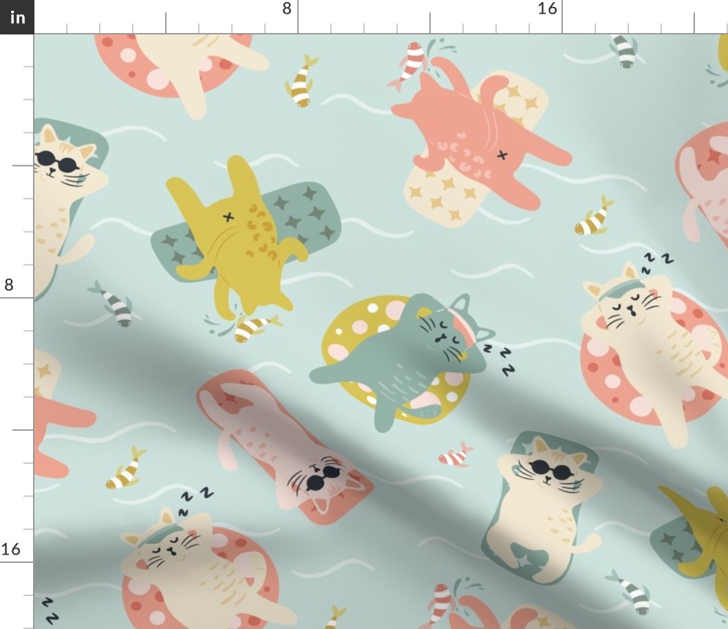 It’s cool in the pool! Funny cats in the summer! 13,5 inch (12 inch wallpaper) cat kitten