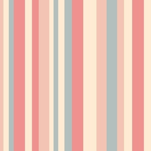 pale pink, dark pink, cream and pale blue stripes