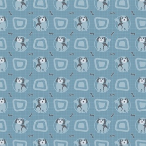 Doodle Puppy Dog Round Square Bone Blue, MINI Muted—Cute, Cuter, Cutest Kids Sheets, Baby Boy Blue, Nursery, Grid, Play Room, Blanket, Cute, Whimsy, Juvenile, Golden Doodle, Check, Dog,; v01_1050