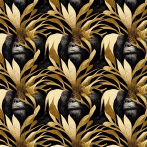 Wild Glamour, Abstract Gorilla Jungle Foliage Print, Animal Print, Jungle Print, Bold Print, Vibrant Colors, Luxury, Wildlife