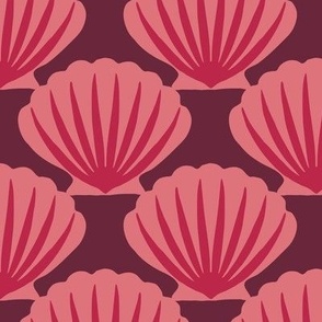 Scallops pink on burgundy (Large) 