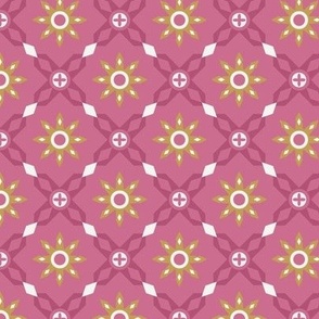 Diamond Tiles, 3x3, pink, white