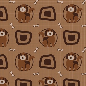 Doodle Puppy Dog Round Square Bone BROWN, SMALL Muted, pet birthday party table linens—Baby Boy, Puppy, Nursery, Grid, BROWN, Play Room, Blanket, Cute, Whimsy, Juvenile, Golden Doodle, Cute, Cuter, Cutest Kids Sheets, Check, checkerboard, Dog,; v01_2100