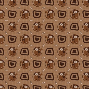 Doodle Puppy Dog Round Square Bone BROWN, MINI Muted—Cute, Cuter, Cutest Kids Sheets, Baby Boy, Nursery, Grid, BROWN, Play Room, Blanket, Cute, Whimsy, Juvenile, Golden Doodle, Check, checkerboard, Dog,; v01_1050