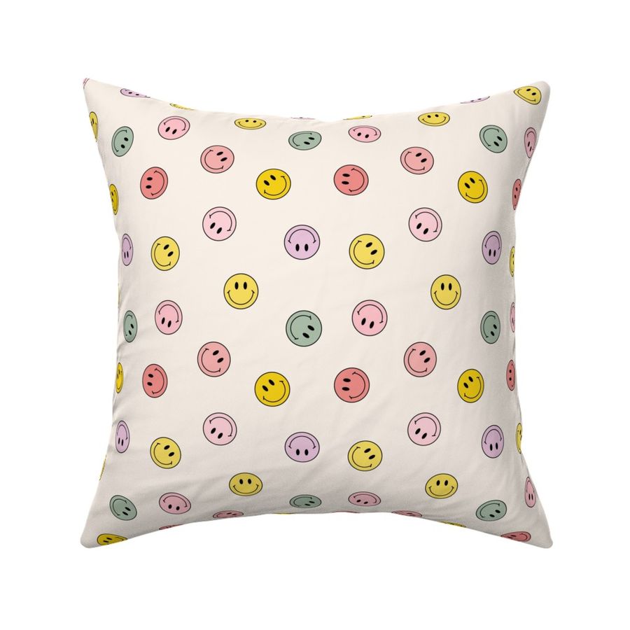 Small Boho Smiley Faces in yellow green pink spring summer