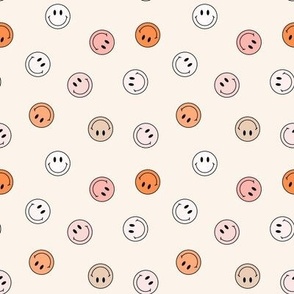 Tiny Micro Boho Smiley Faces in neutral orange