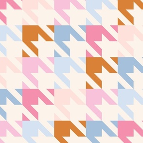 XL Houndstooth in pink blue brown